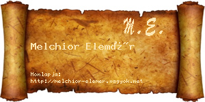 Melchior Elemér névjegykártya